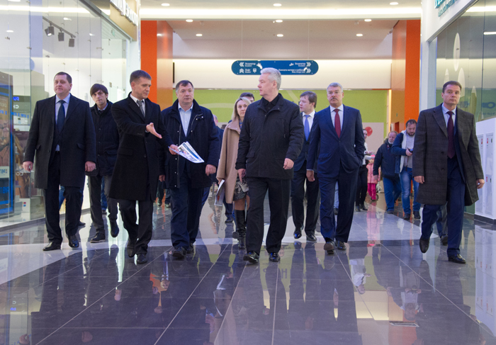 Мэр Москвы Сергей Собянин, осмотрев новый многофункциональный торгово-офисный комплекс «Водный».